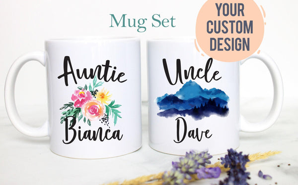 Personalized Name Aunt and Uncle Individual or Mug Set #5 - White Ceramic Mug