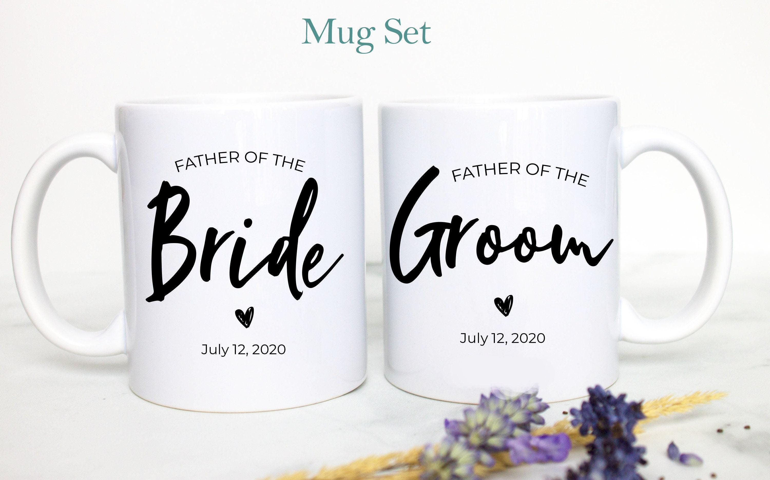 Father of the Bride Father of the Groom Individual or Mug Set Custom Name With Date - White Ceramic Mug