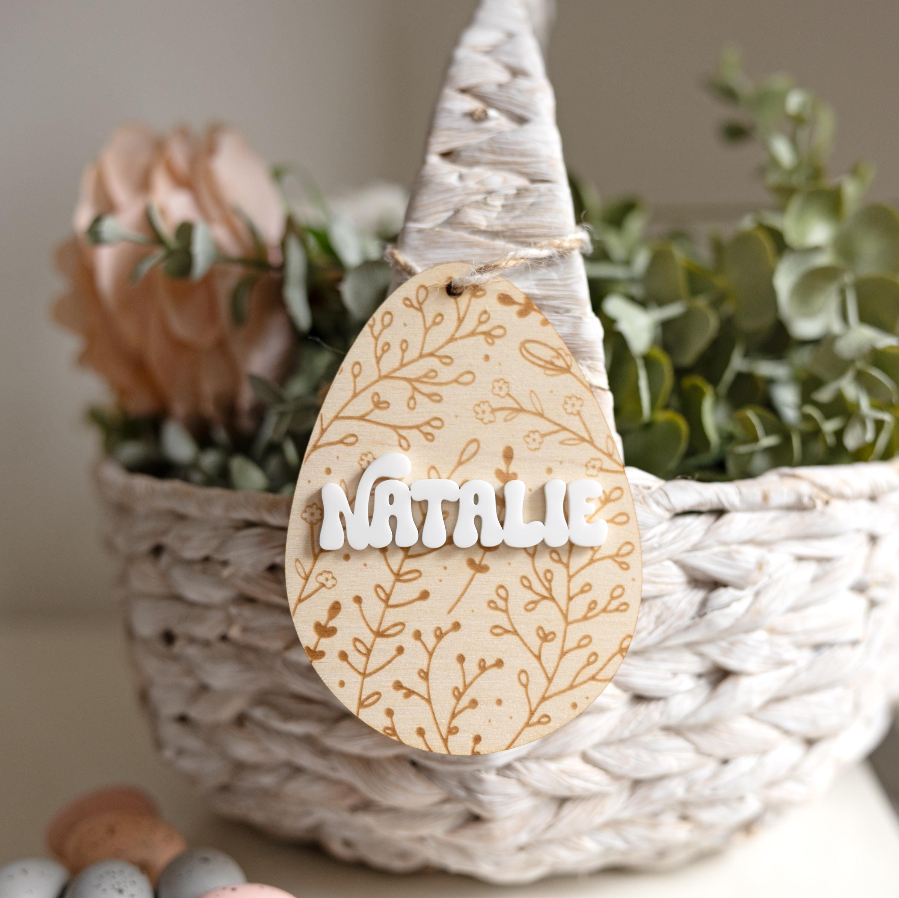 Personalized Bunny Easter Basket Tag | Custom Easter Egg Tag, Easter Gift for Kids, Easter Decor,Cute Bunny Tag, Easter Basket Name Tag