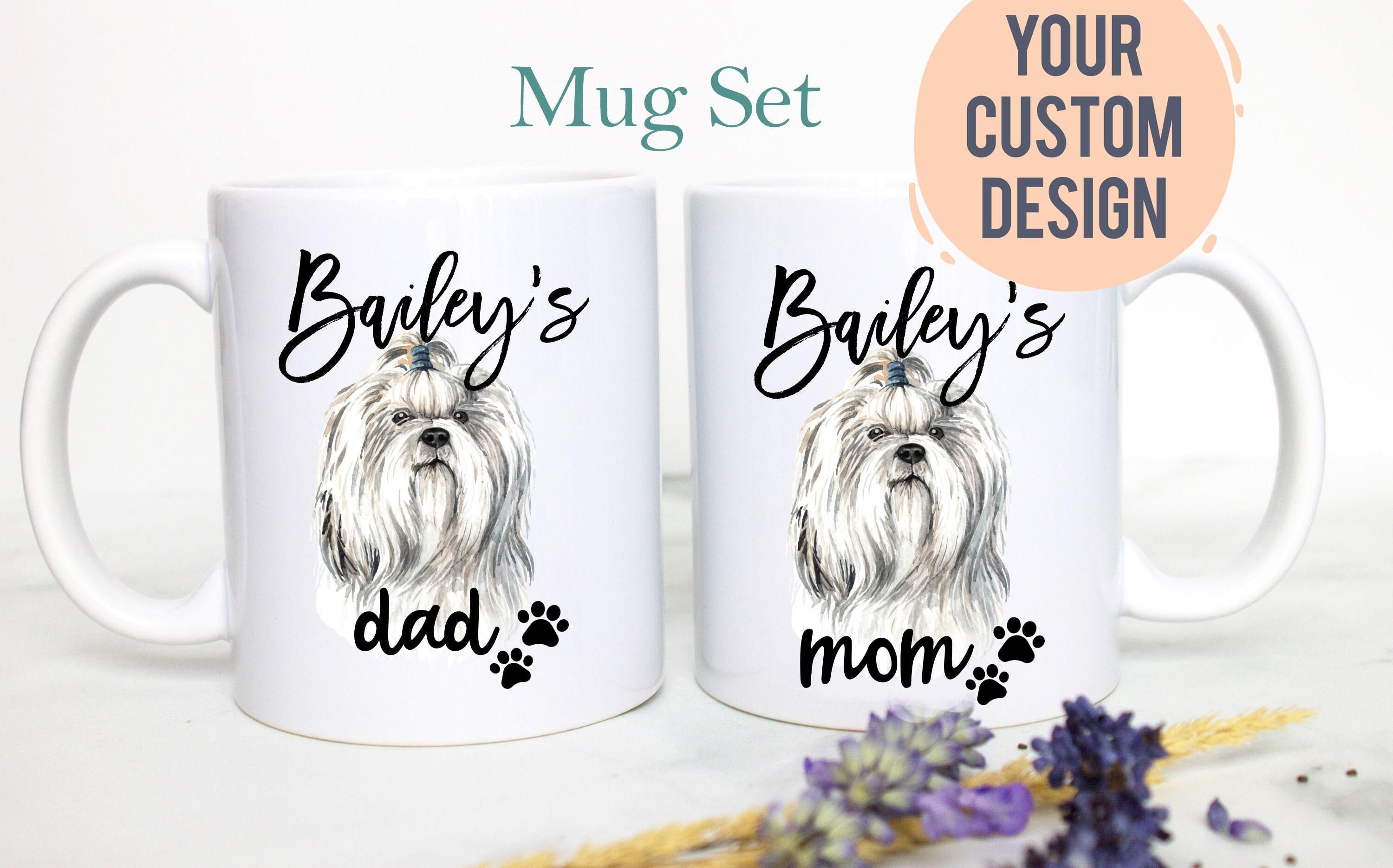 Personalized Shih Tzu Mom and Dad Individual or Mug Set - White Ceramic Custom Mug