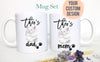 Personalized White Cat Mom and Dad Individual or Mug Set - White Ceramic Custom Mug