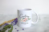 Pink Blush Floral Bridesmaid Custom Name and Date - White Ceramic Mug