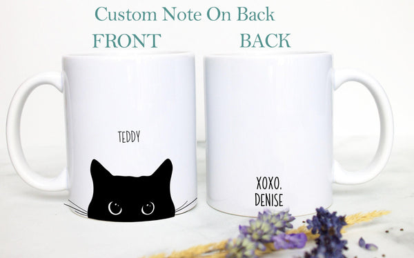 Personalized Black Cat Name Mug #2 - White Ceramic Custom Mug