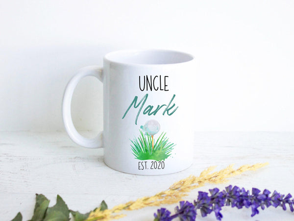Personalized Uncle Name Golf Theme - White Ceramic Mug