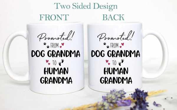 Promoted From Dog Grandma To Human Grandma - White Ceramic Mug