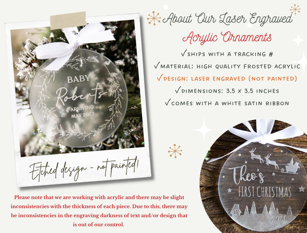 Personalized Dog or Cat First Christmas Ornament