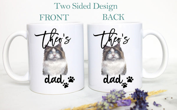 Personalized Ragdoll Cat Mom and Dad Individual or Mug Set - White Ceramic Custom Mug