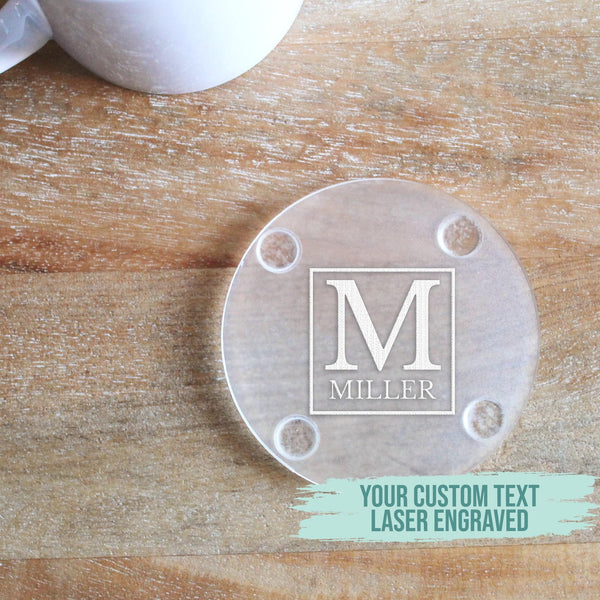 Laser Engraved Personalized Coaster - Family Name