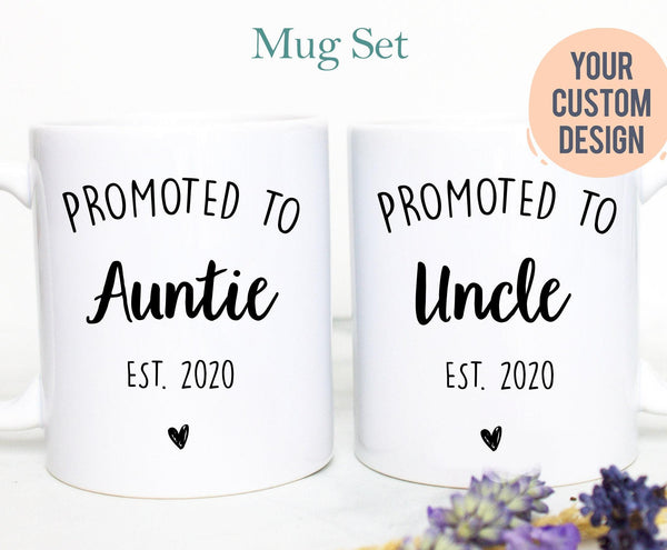 Promoted to Auntie and Uncle Individual OR Mug Set