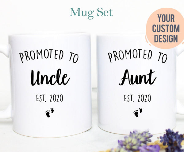 Promoted to Auntie and Uncle Individual OR Mug Set