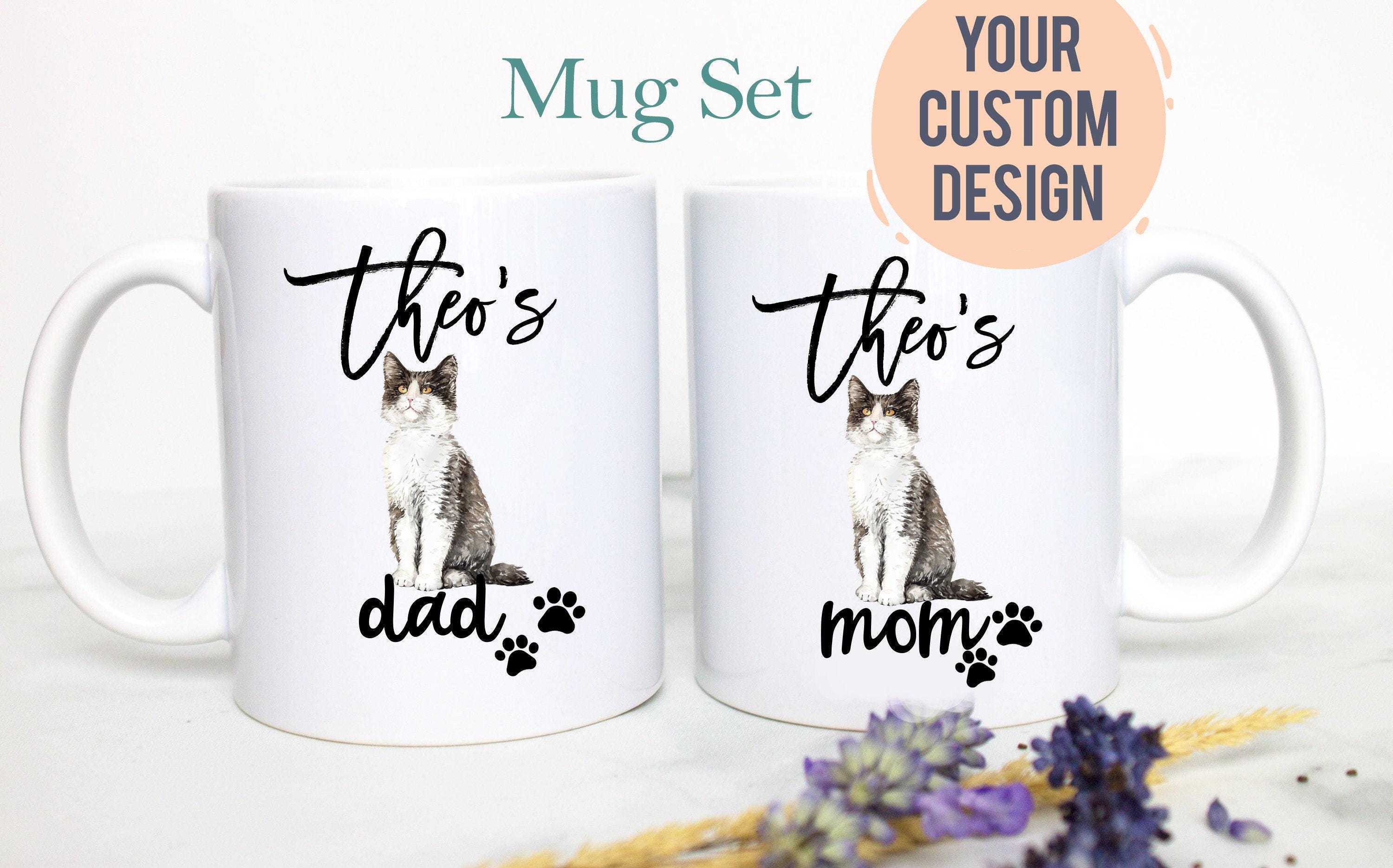 Personalized Norwegian Cat Mom and Dad Individual or Mug Set- White Ceramic Custom Mug