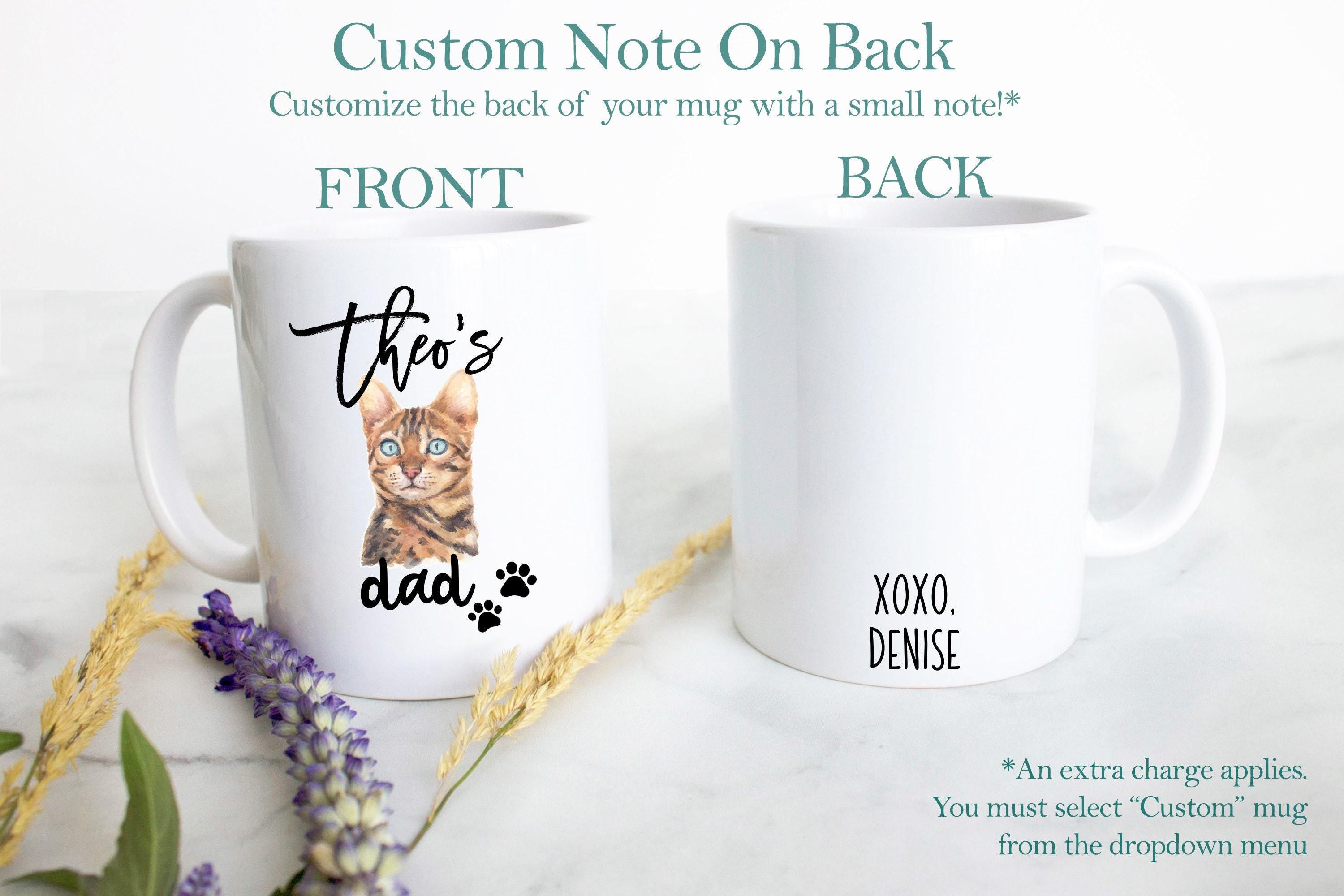 Personalized Bengal Cat Mom and Dad Individual or Mug Set # 2- White Ceramic Custom Mug