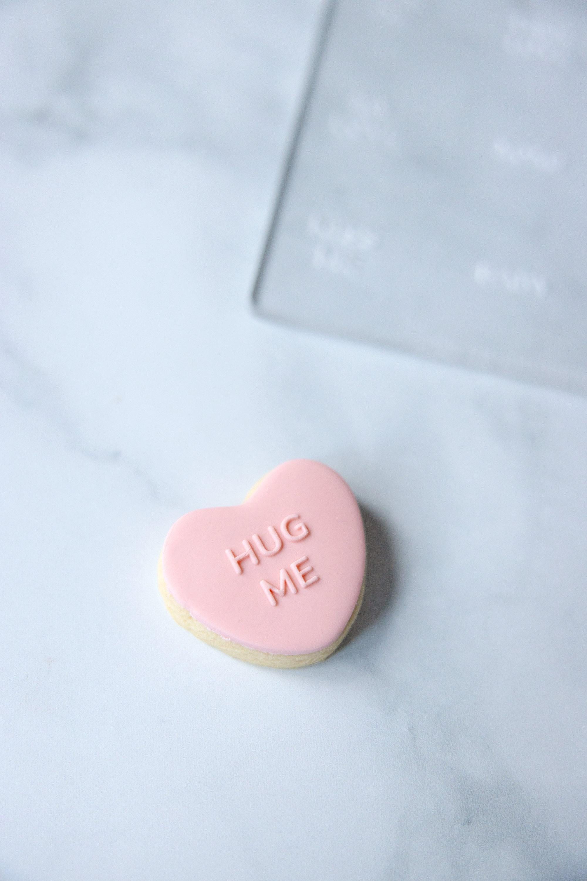 Valentine's Day Conversation Hearts Acrylic Fondant Embosser and Cookie Cutter