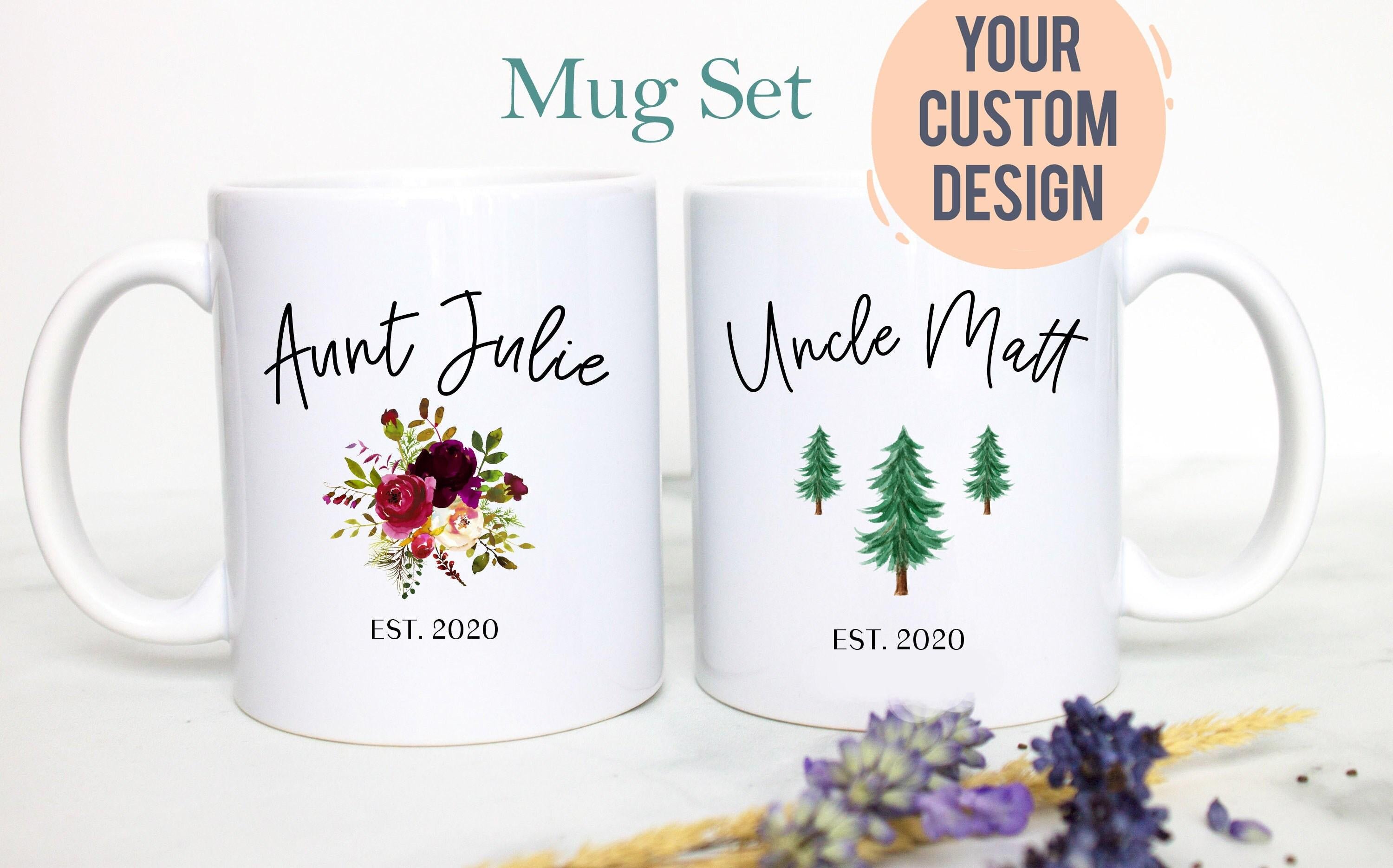 Personalized Aunt and Uncle Name Summer Individual or Mug Set - White Ceramic Mug