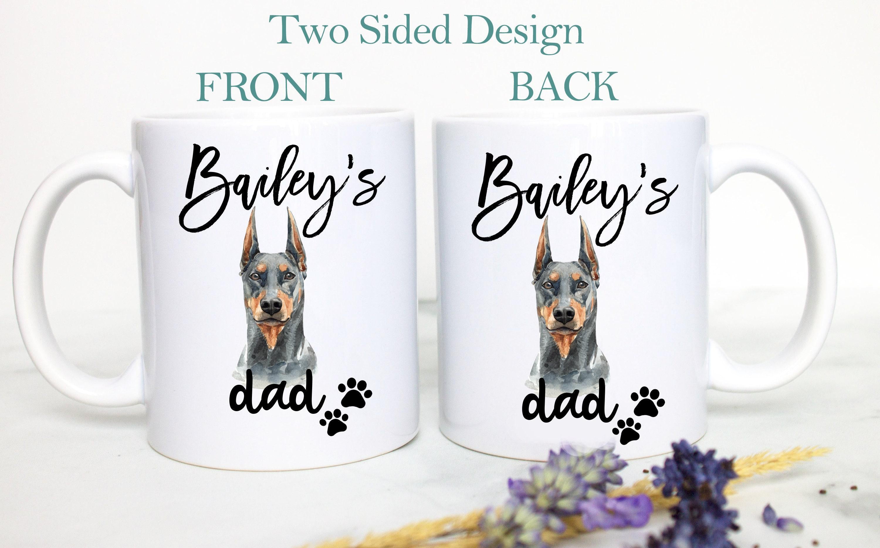 Personalized Doberman Mom and Dad Individual or Mug Set - White Ceramic Custom Mug