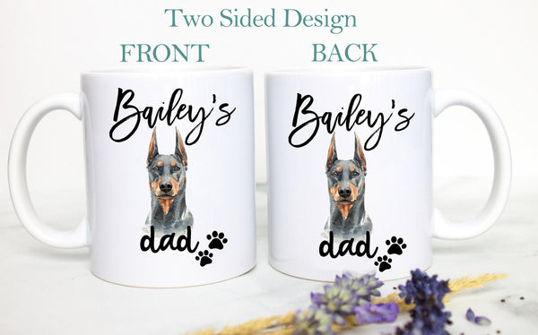 Personalized Doberman Mom and Dad Individual or Mug Set - White Ceramic Custom Mug
