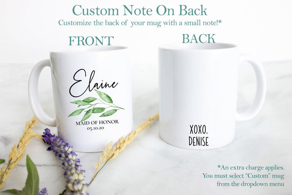 Greenery Eucalyptus Leaf Custom Name - White Ceramic Mug