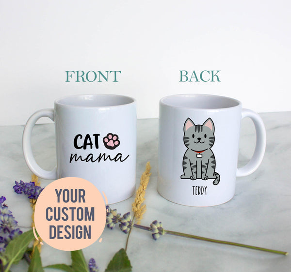 Personalized Cat Mom Mug- White Ceramic Custom Mug
