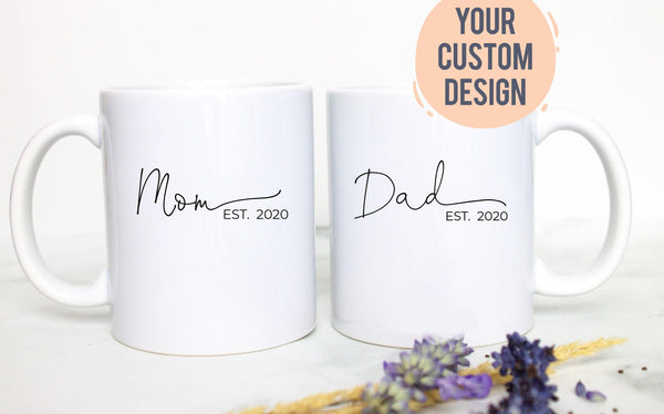 Mom and Dad Individual or Mug Set EST #5 - White Ceramic Mug