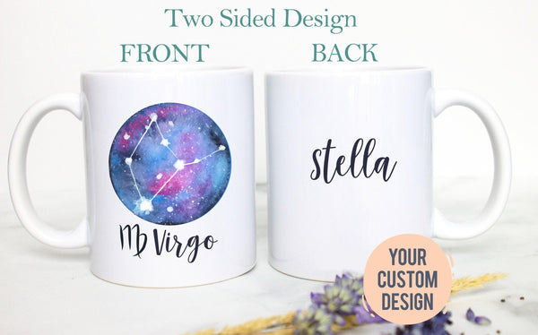 Virgo Mug, Personalized Name Zodiac Mug, Gift for Her, Custom Name Mug, Virgo Gift, Virgo Coffee Mug, Zodiac Gift, Constellation Gift Virgo