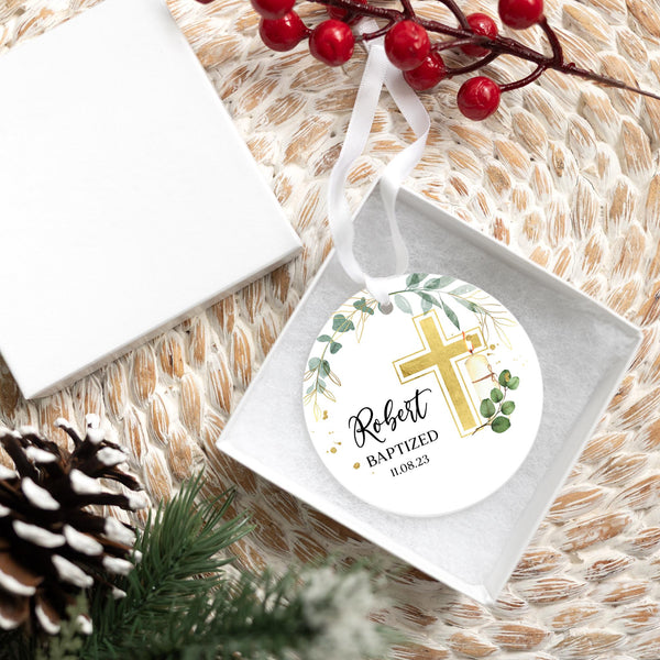 Personalized Baptized Baptism Ornament 2025 | God Bless Ornament, Christening Gift, Baptism Gift, Godson and Goddaughter Gift