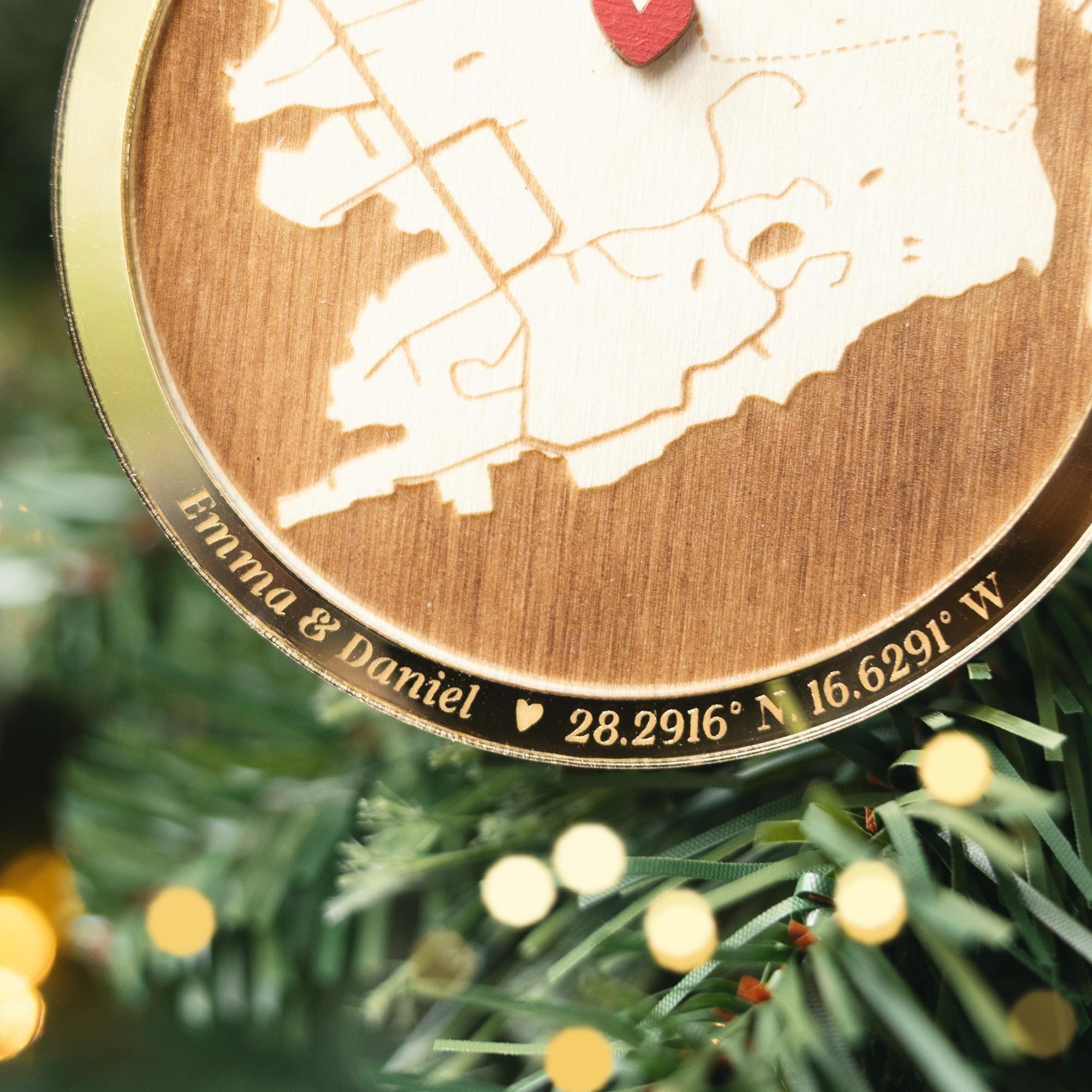 Where We Met Map Ornament 2025 – Personalized Map Christmas Ornament, Where It All Began, Couples Holiday Gift, Engagement Keepsake