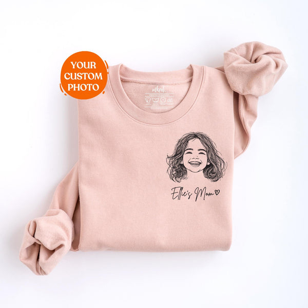 Custom Portrait Sweatshirt for Mom or Grandma, Personalized Sweatshirt, Kids Drawing Sweatshirt, Mothers Day Gift from Kids
