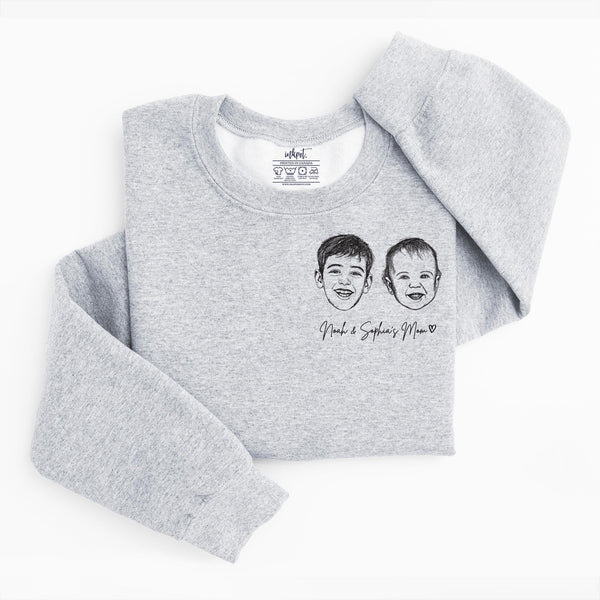 Custom Portrait Sweatshirt for Mom or Grandma, Personalized Sweatshirt, Kids Drawing Sweatshirt, Mothers Day Gift from Kids