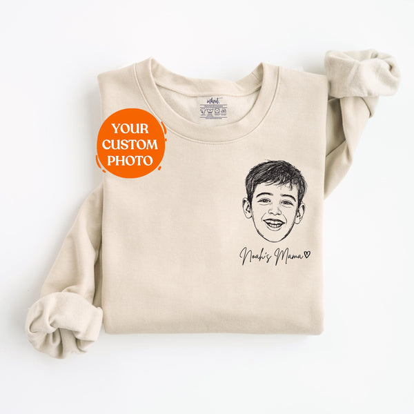 Custom Portrait Sweatshirt for Mom or Grandma, Personalized Sweatshirt, Kids Drawing Sweatshirt, Mothers Day Gift from Kids