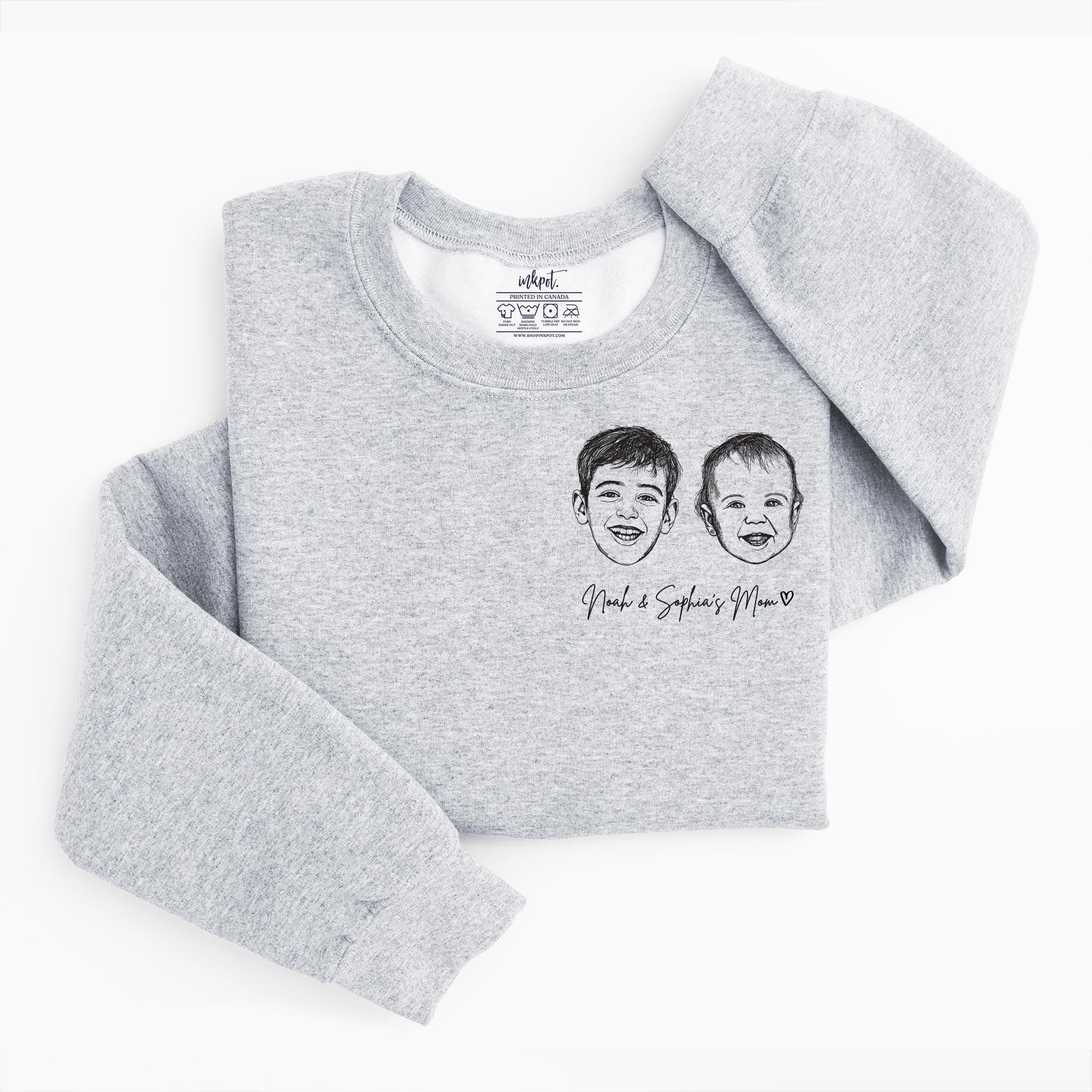 Custom Portrait Sweatshirt for Mom or Grandma, Personalized Sweatshirt, Kids Drawing Sweatshirt, Mothers Day Gift from Kids