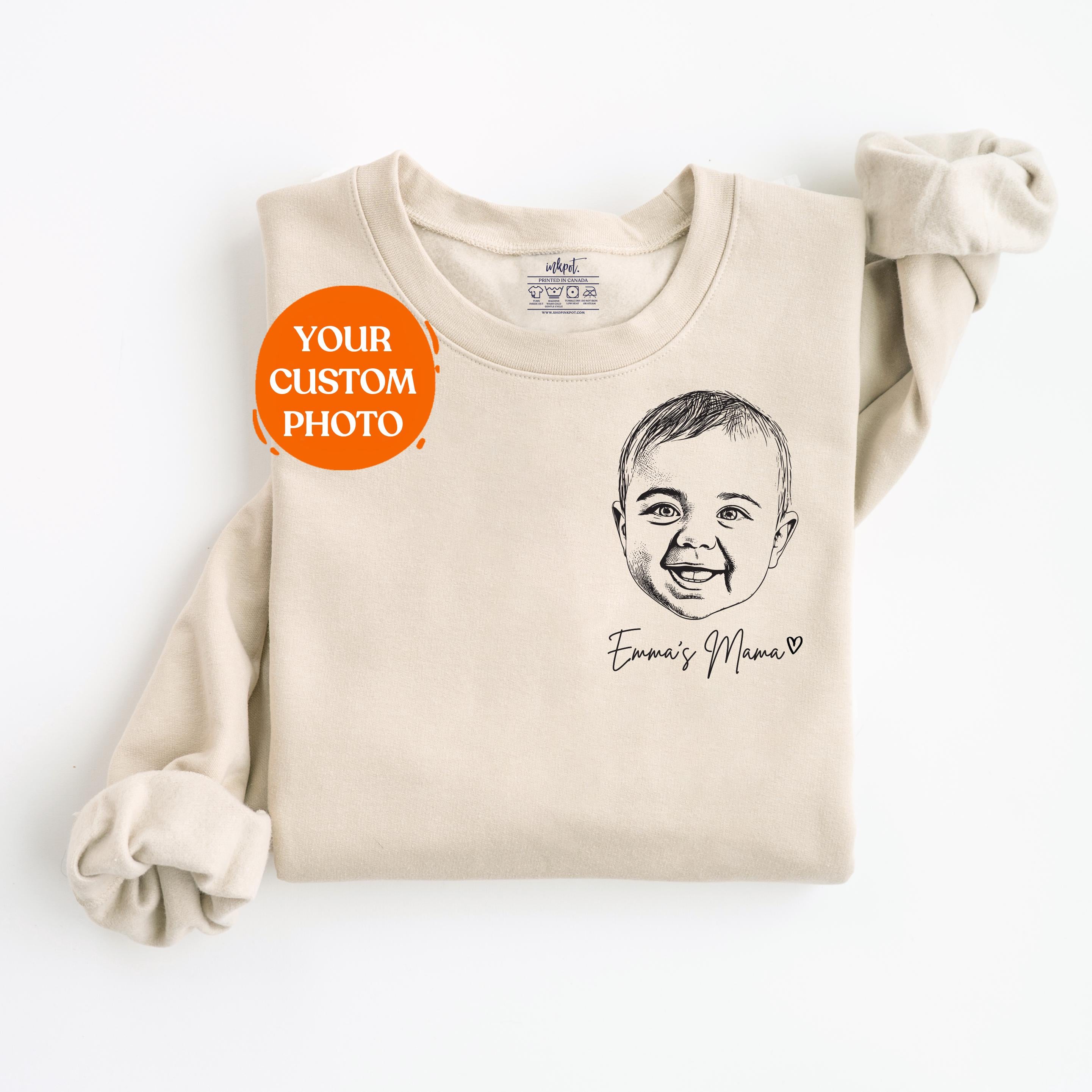 Custom Portrait Sweatshirt for Mom or Grandma, Personalized Sweatshirt, Kids Drawing Sweatshirt, Mothers Day Gift from Kids