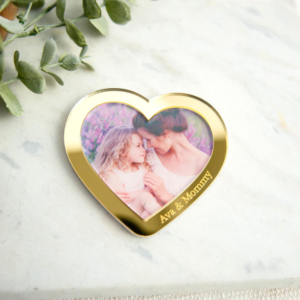 Personalized Heart Photo Magnet for Mom, Mother's Day Gift, Custom Picture Magnet, Fridge Photo Gift, Grandma Photo Magnet