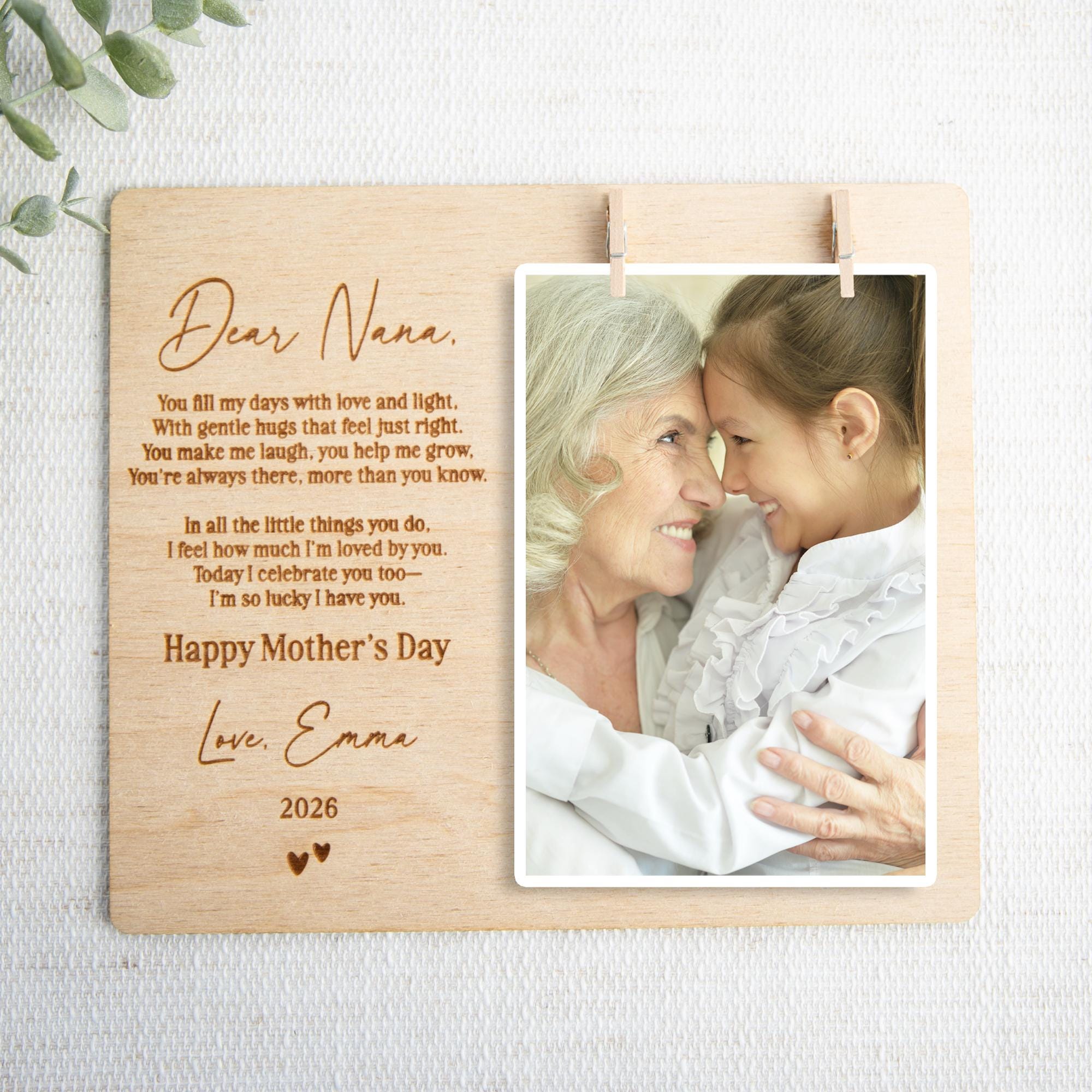 Personalized Engraved Photo Frame, Grandma Gift from Grandkids, Mothers Day Gift for Grandma, Custom Wood Frame, Photo Display Frame