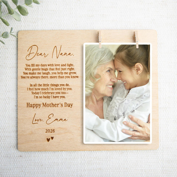 Personalized Engraved Photo Frame, Grandma Gift from Grandkids, Mothers Day Gift for Grandma, Custom Wood Frame, Photo Display Frame