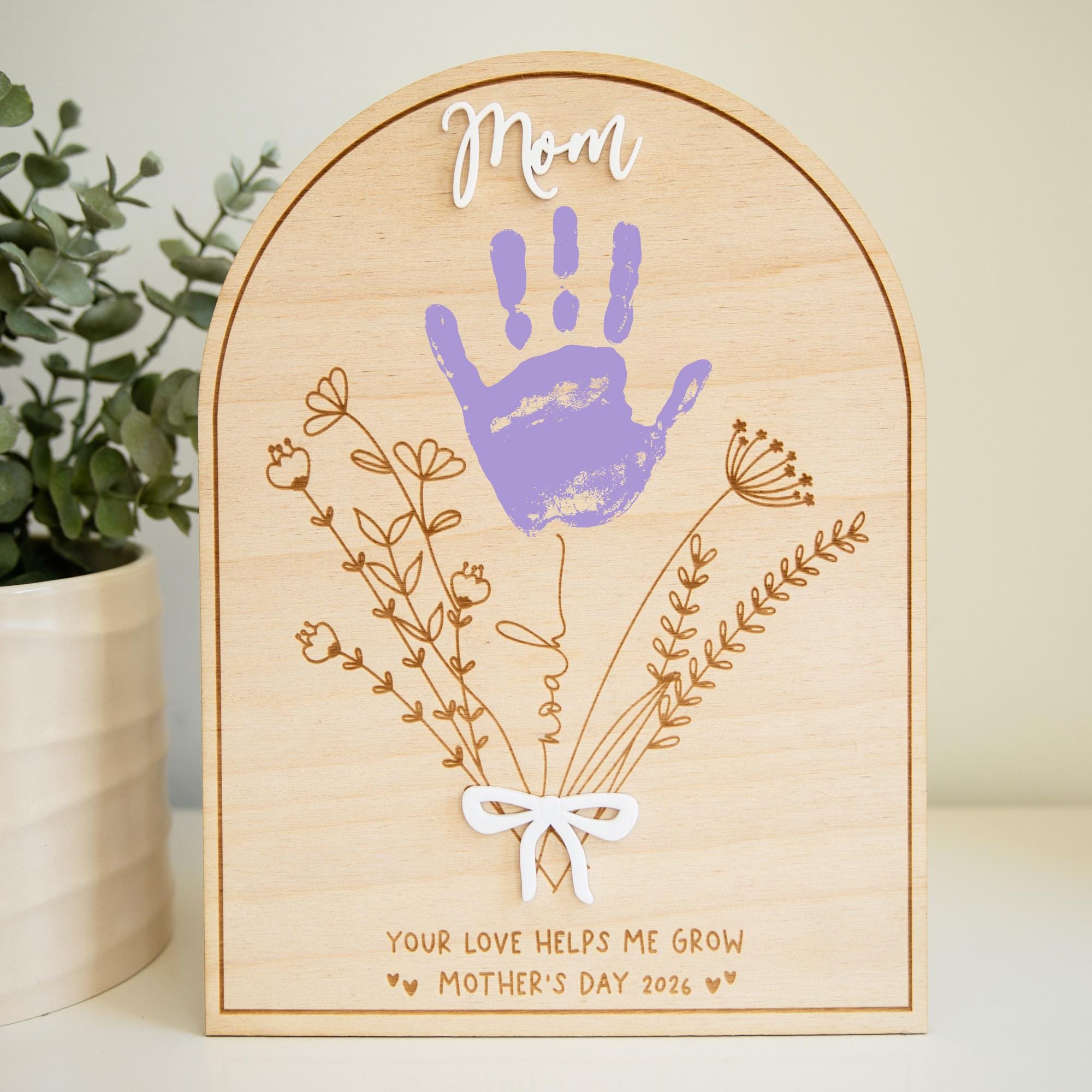 Mothers Day Gift, Handprint Sign, Mom or Grandma Gift from Kids, Personalized Handprint Craft, Kids Handprint Art