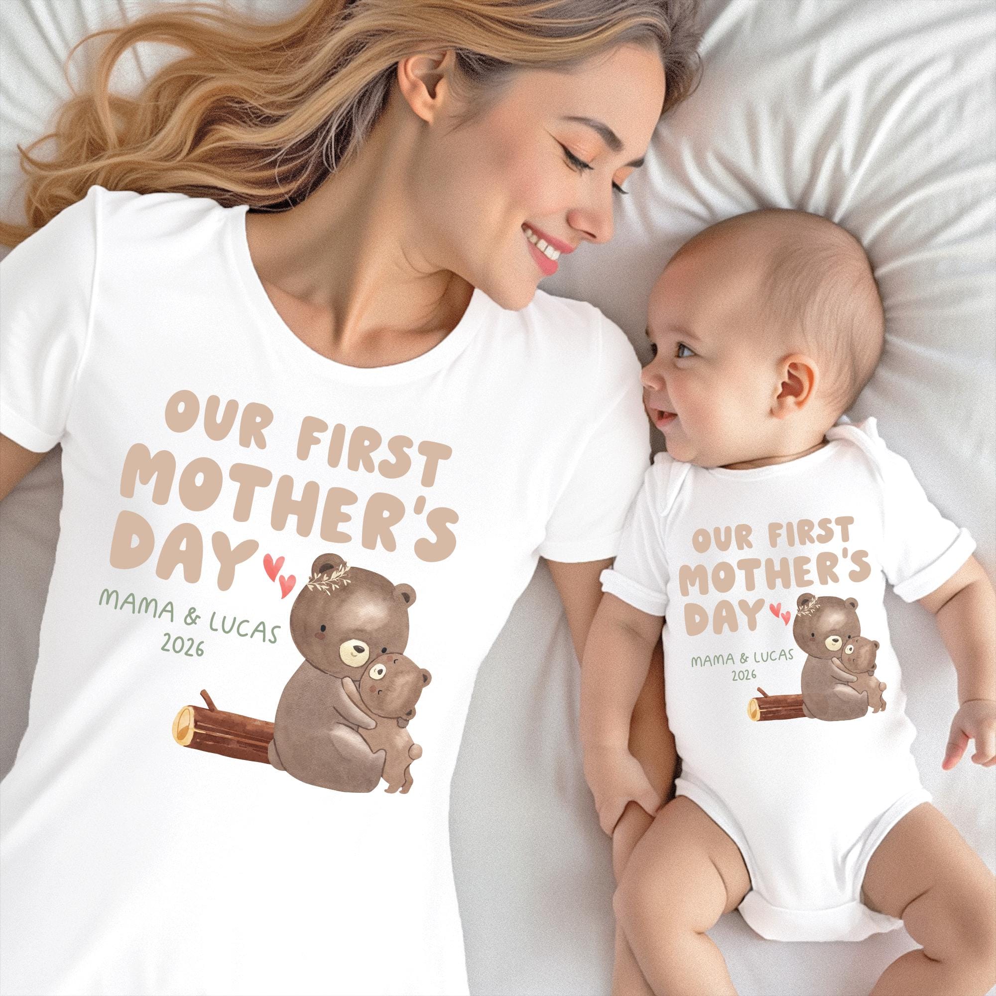 First Mothers Day Matching Shirts, Mommy and Me Outfit, Mother's Day 2026, Personalized Name Year, First Mothers Day Gift Set