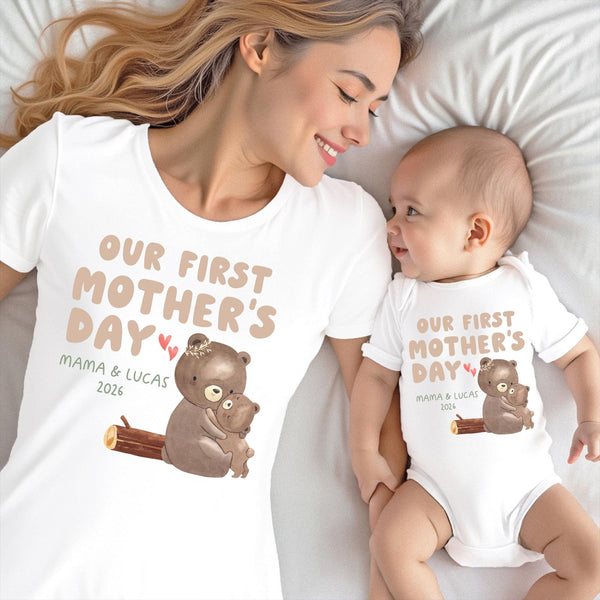 First Mothers Day Matching Shirts, Mommy and Me Outfit, Mother's Day 2026, Personalized Name Year, First Mothers Day Gift Set