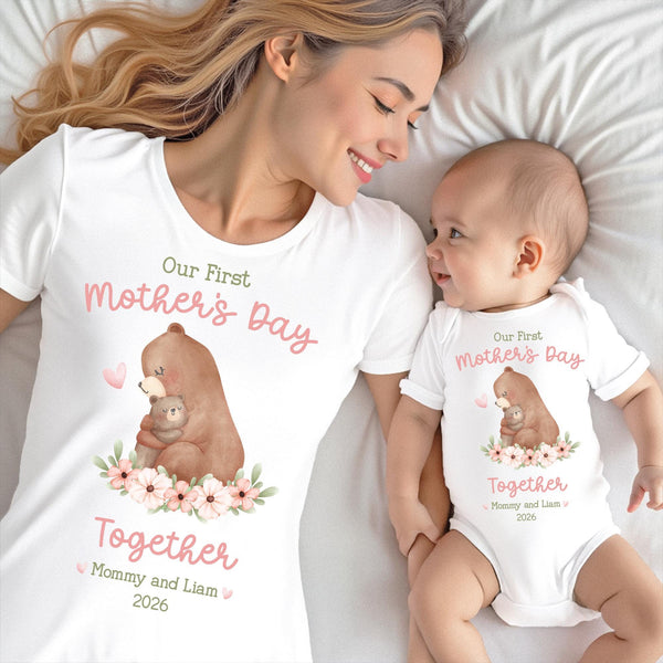 First Mothers Day Matching Shirts, Mommy and Me Outfit, Mother's Day 2026, Personalized Name Year, First Mothers Day Gift Set