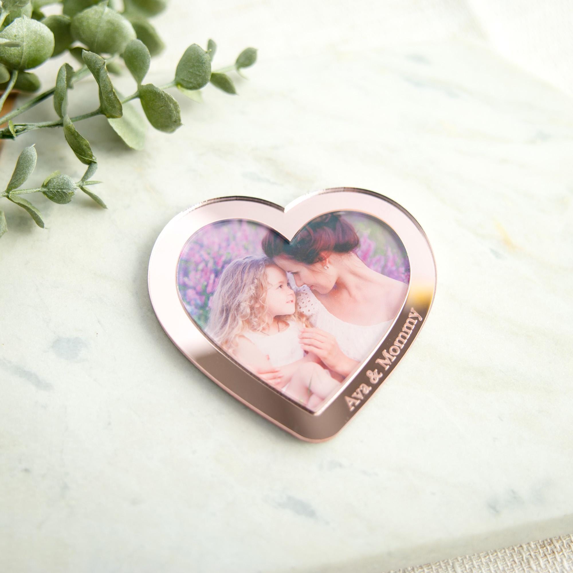 Personalized Heart Photo Magnet for Mom, Mother's Day Gift, Custom Picture Magnet, Fridge Photo Gift, Grandma Photo Magnet
