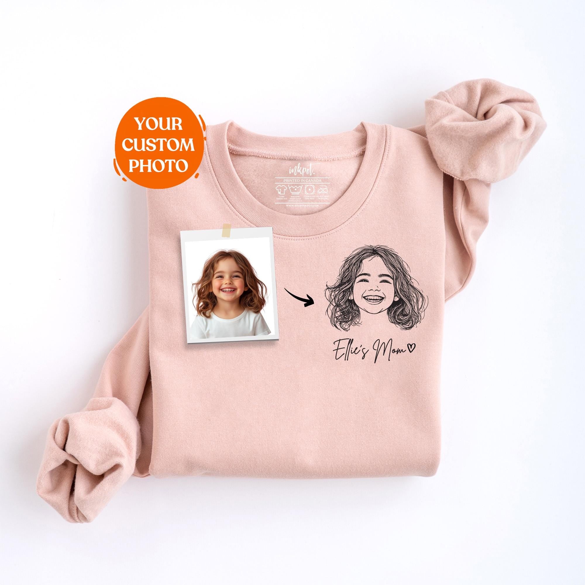 Custom Portrait Sweatshirt for Mom or Grandma, Personalized Sweatshirt, Kids Drawing Sweatshirt, Mothers Day Gift from Kids
