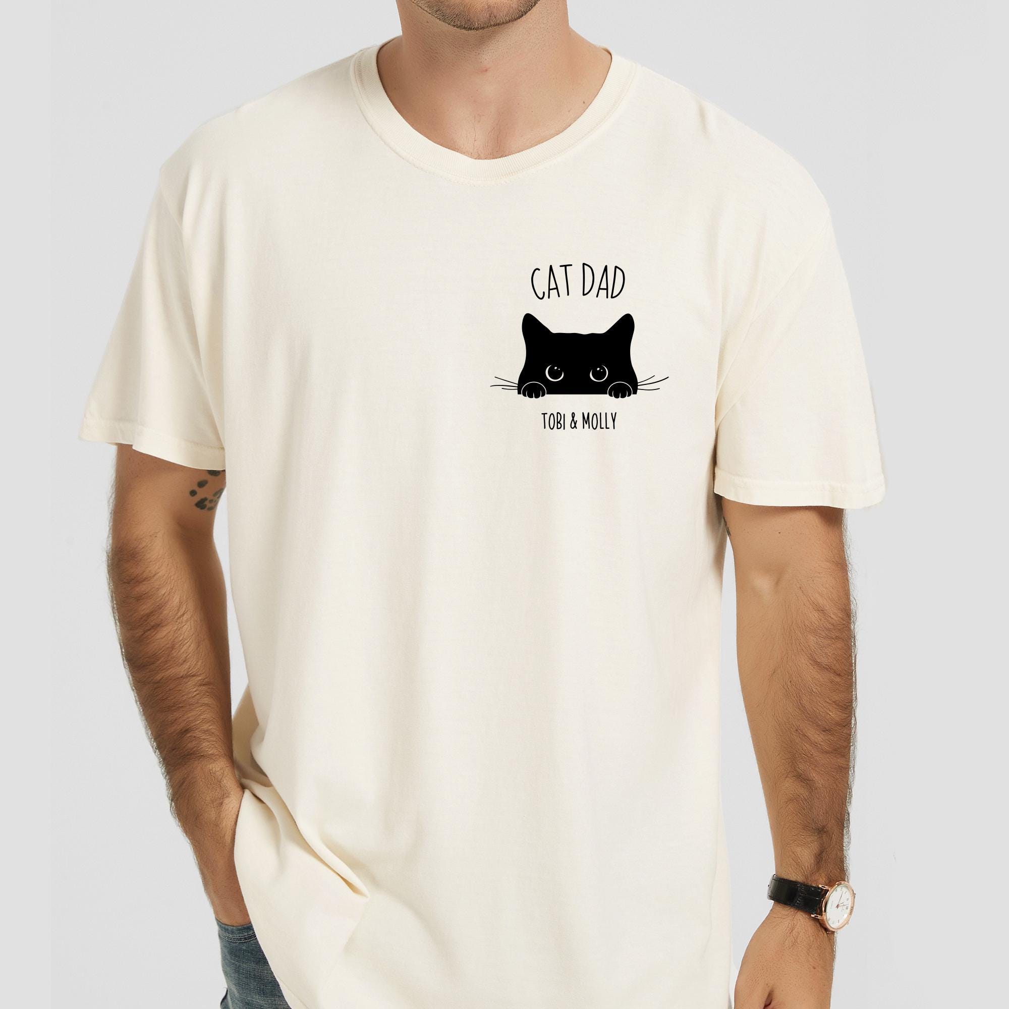 Custom Cat Dad Shirt, Personalized Cat Dad Tee, Cat Pocket Shirt, Gift for Cat Dad, Fathers Day Shirt, Custom Cat Names Tee