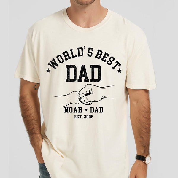 World’s Best Dad Shirt, Personalized Dad Shirt, Custom Father Child Fist Bump Tee, Dad Gift From Kids, Fathers Day Shirt