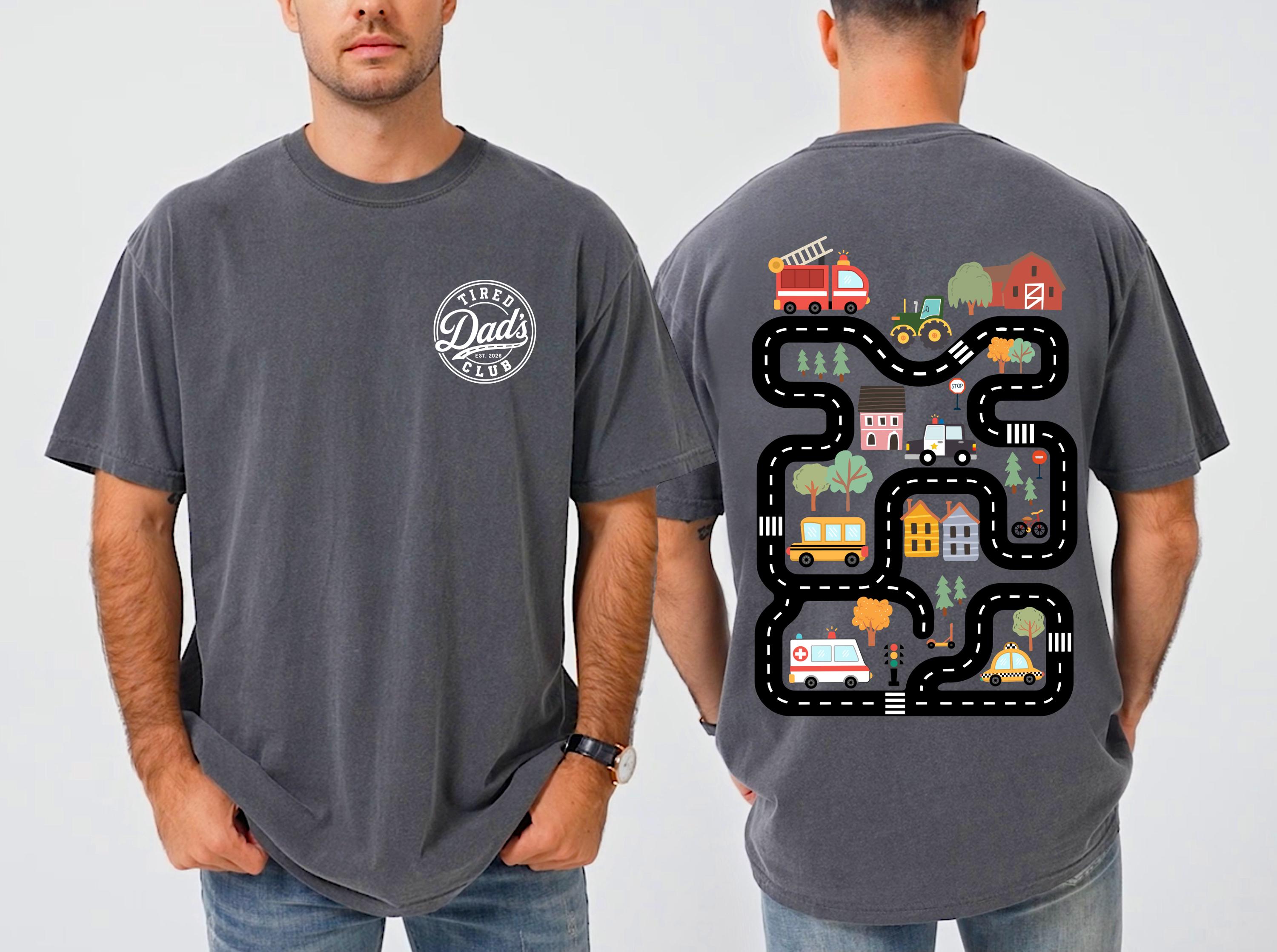 Comfort Colors® Tired Dads Club Shirt, City Car Track Dad Tee, Police Car Ambulance School Bus Shirt, Funny Dad Gift, Fathers Day Shirt