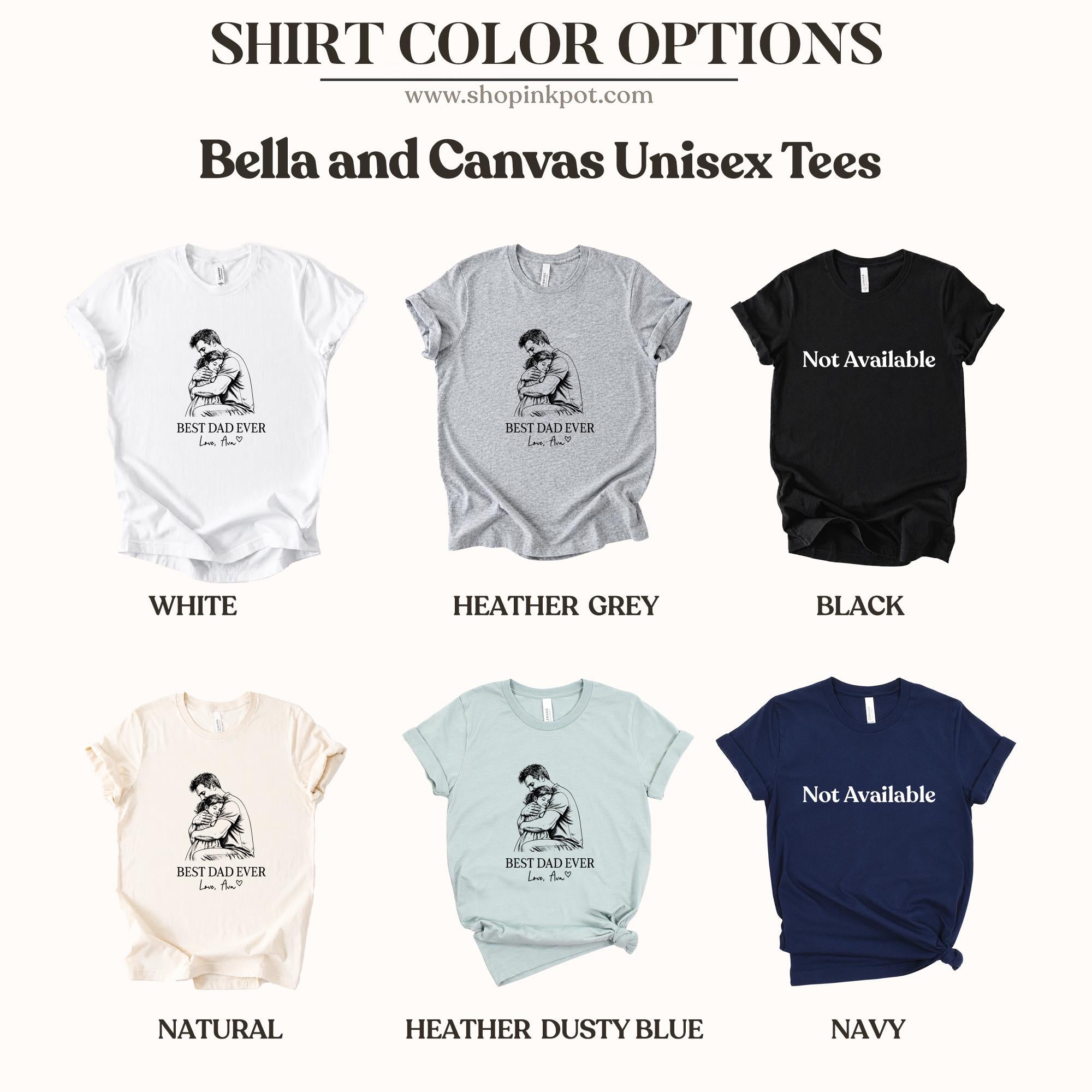 Custom Photo Dad Shirt, Personalized Father's Day Gift for Dad, Best Dad Ever Shirt, Photo to Sketch Tee, Gift From Kids