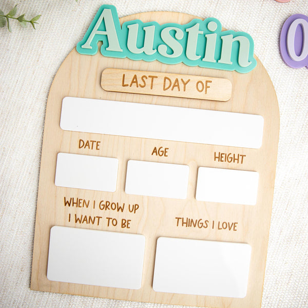 First & Last Day of School Sign, Custom Back to School Board, Reusable School Milestone Board, Photo Prop Sign