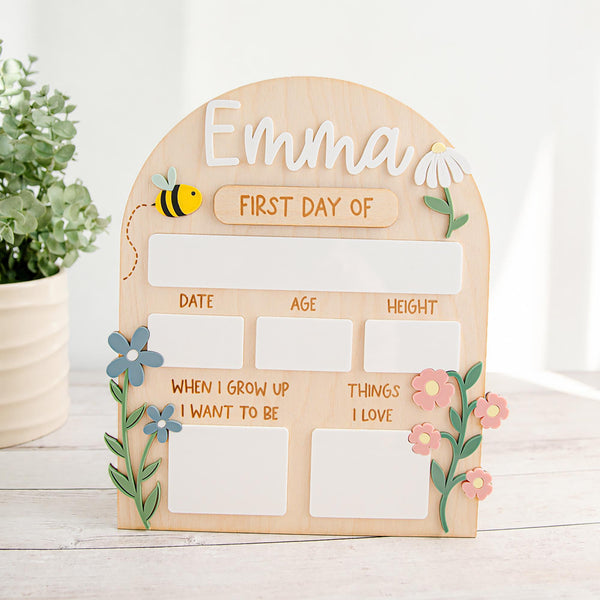 Personalized First & Last Day of School Sign, Custom Back to School Board, Reusable School Milestone Board, Photo Prop Sign