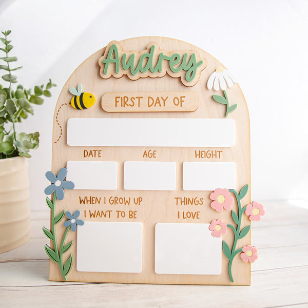 Personalized First & Last Day of School Sign, Custom Back to School Board, Reusable School Milestone Board, Photo Prop Sign
