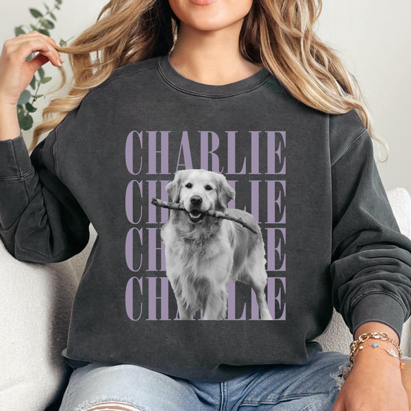 Comfort Colors® Custom Pet Photo Shirt or Sweatshirt, Personalized Pet Name T-Shirt, Vintage Dog & Cat Shirt
