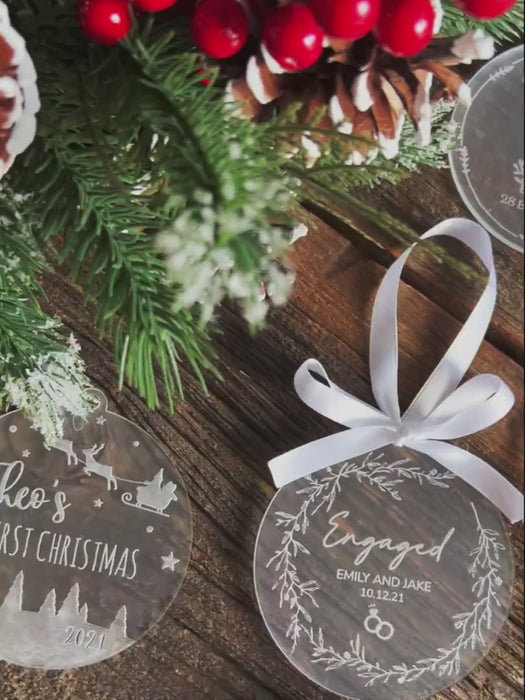 Personalized Engaged Ornament | Custom Engagement Keepsake, Couples Ornament, Engagement Christmas Ornament, Engagement Party Gift Names