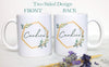 Green and Gold Floral Design with Custom Name - White Ceramic Mug - Inkpot